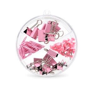 Pink Binder Clips Paper Clips Push Pins Set Home Office School Supplies Dorm NEW